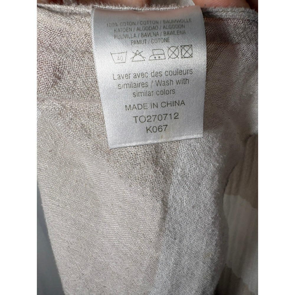 Kariban Beige White Striped Lightweight Cotton Scarf Besancon L'air Du Temps - Picture 6 of 7